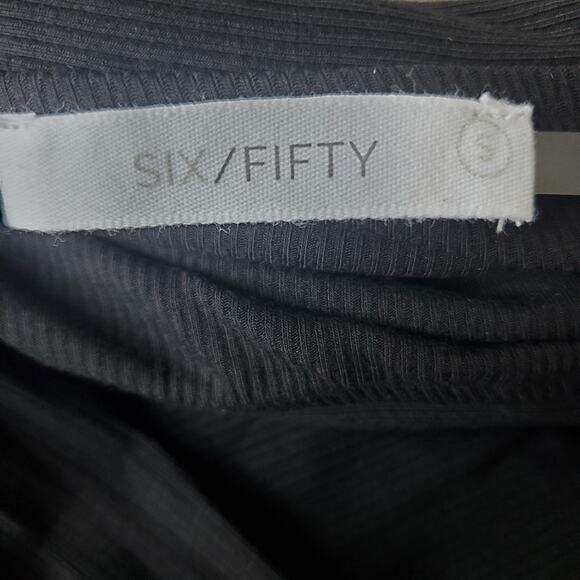 Six Fifty Long Sleeve Cut Out Off the Shoulder Black Top Size S NWT - Picture 6 of 8